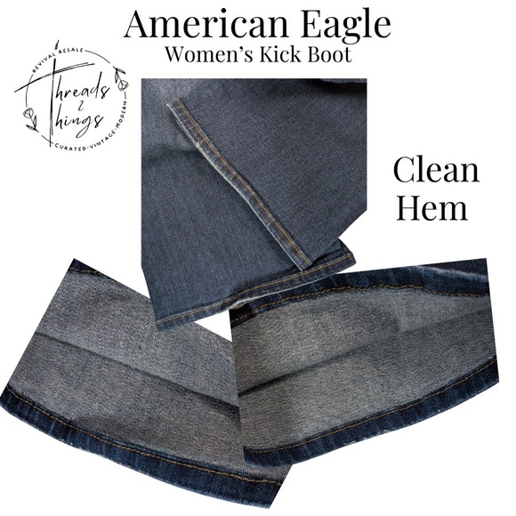 American Eagle Kick Boot Jeans Womens 10s Dark Stretch Low Rise Y2k Flare Preppy - Picture 6 of 12